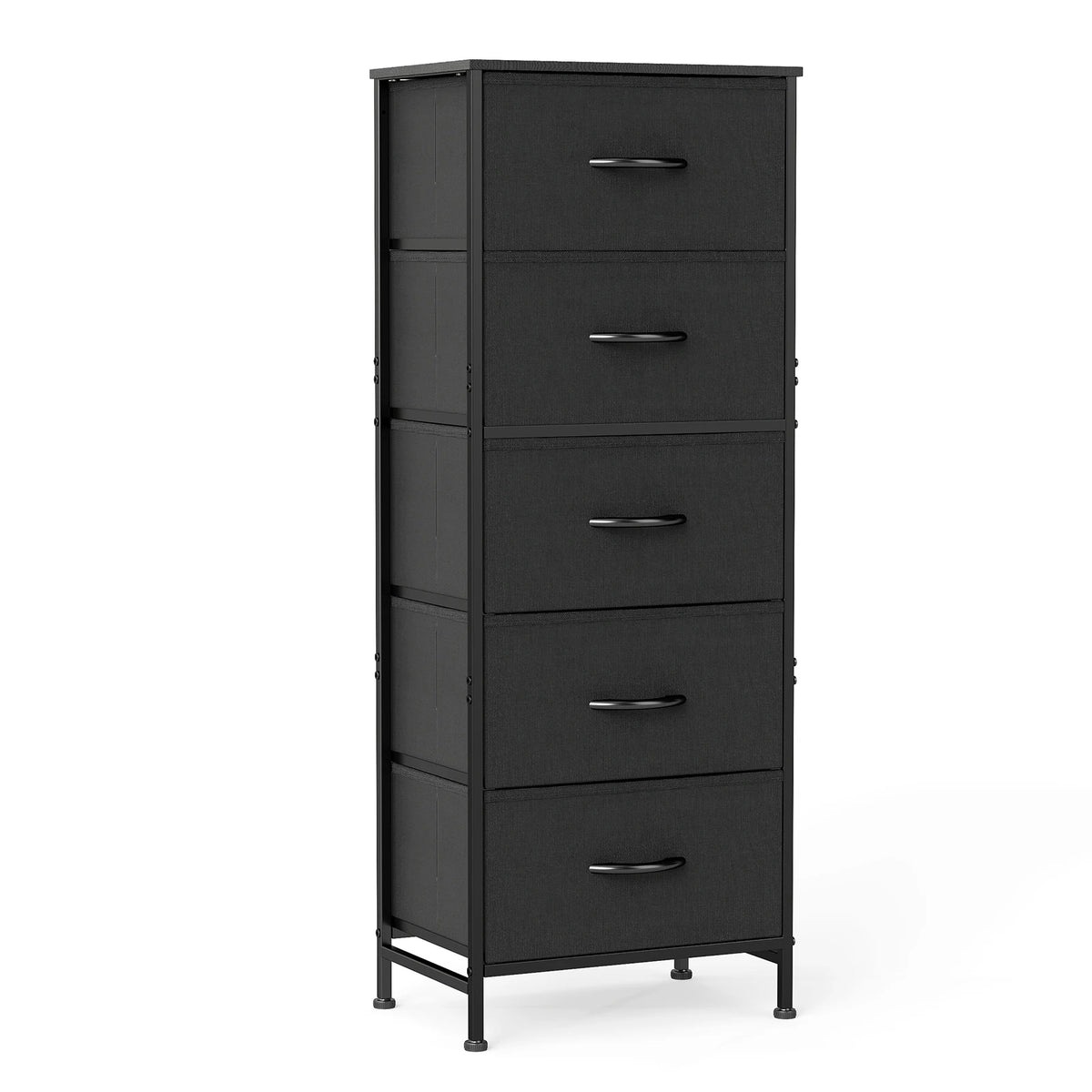 JHK Five Drawer Fabric Dresser Tall Bedroom Storage Organizer