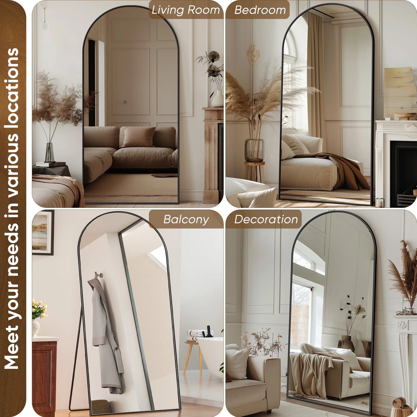 Antok Arch Floor Mirror Freestanding Display Unit For BedroomSuite LuxuriantShowpiece