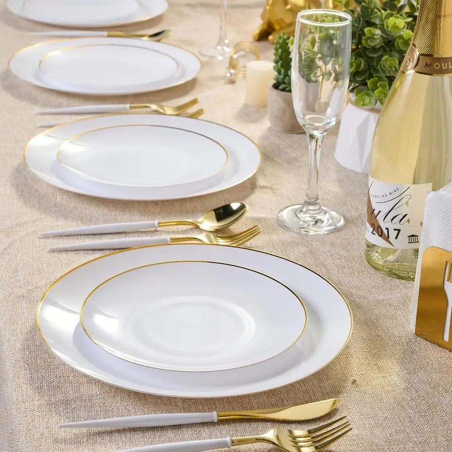 Disposable Plastic Plates 100 Count Heavy Duty Rimmed