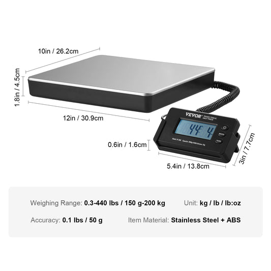 Succebuy Portable Digital Postal Scale 440lbs With Timer Tare