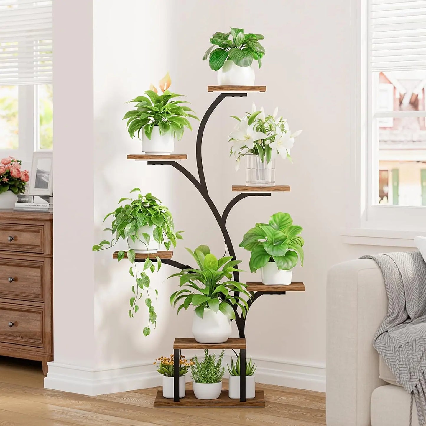 Premium-Grade Heavy-Duty Space-Saving Multi-Tier Indoor Plant Stand With Grow Lights