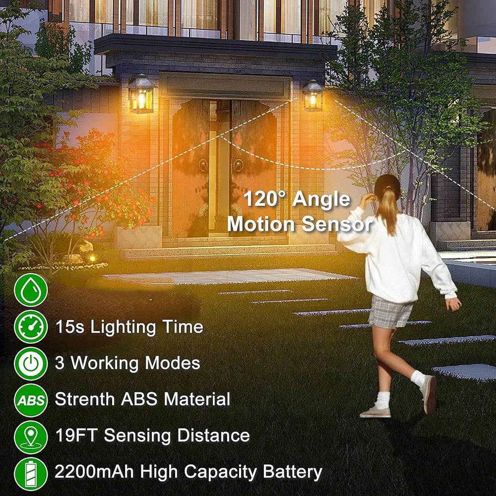 Solar Powered Wall Lanterns 2 Pack Motion Sensor Dusk To Dawn LED Sconce Lights For Exterior Front Porch