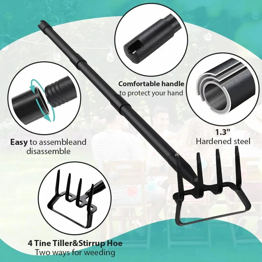 Adjustable Garden Hoe With Rake Tiller For Superior ErgonomicallyDesigned Cultivation