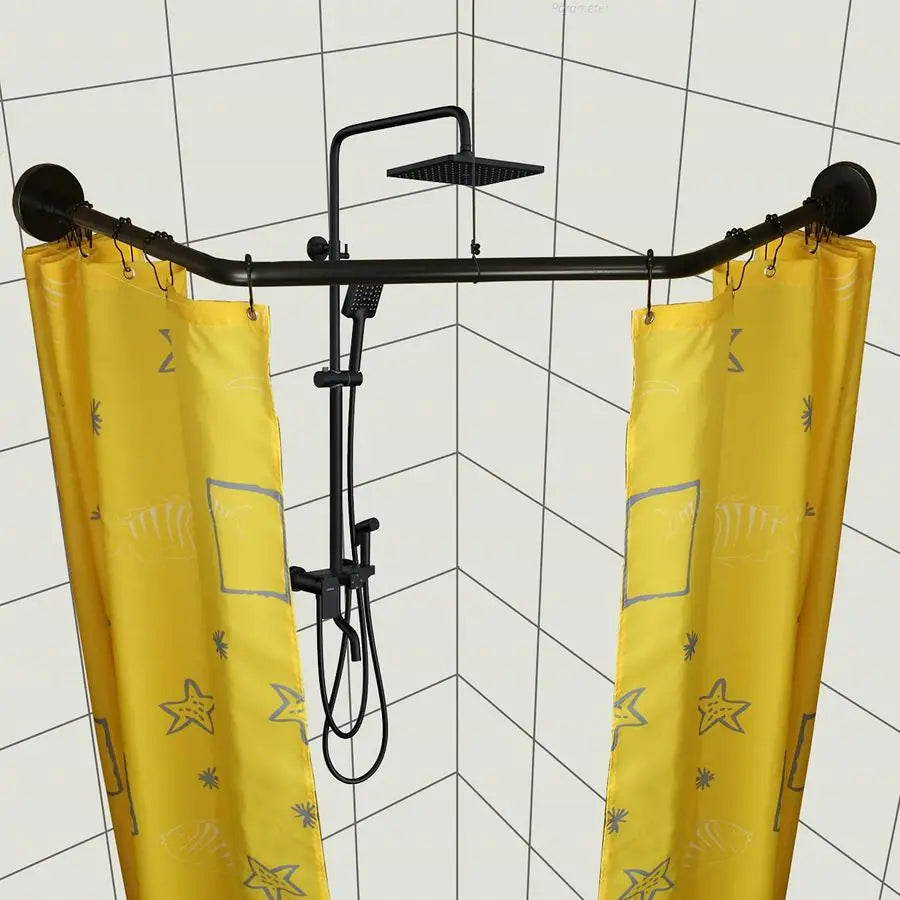 304 Stainless Adjustable L Shaped Shower Curtain Rod Rack