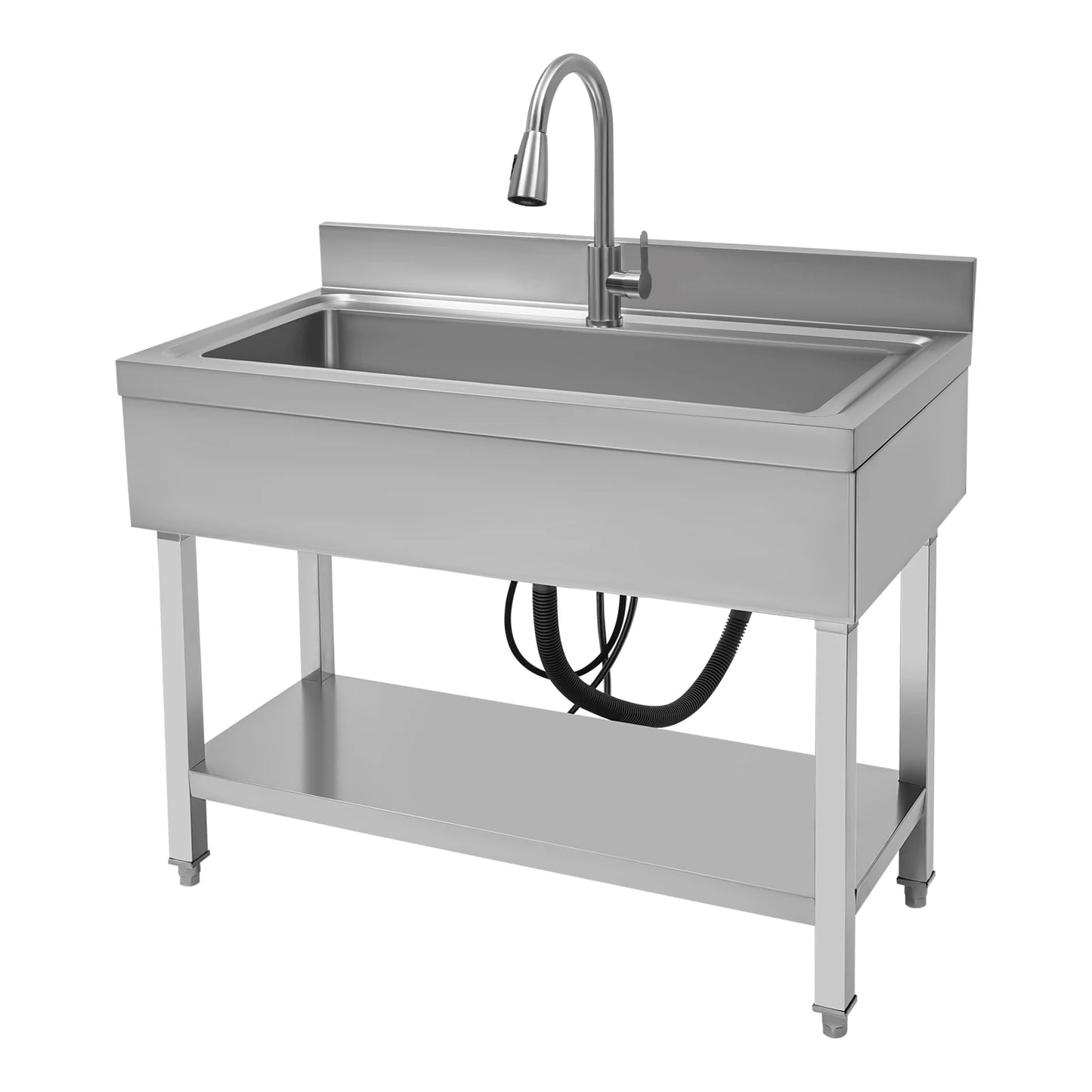 Stainless Steel Kitchen Sink, Freestanding Commercial Sinks, Stainless Steel Sink for Laundry Room Bathroom Farmhouse