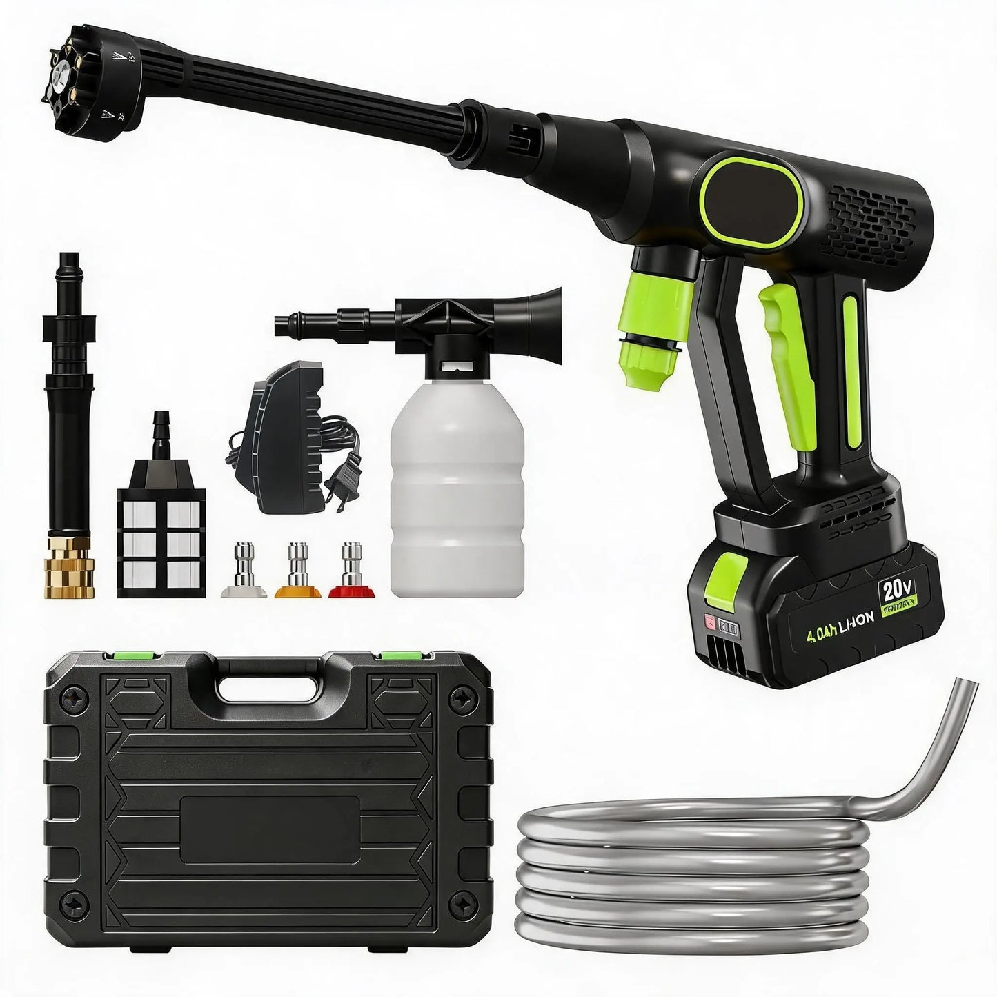 Studyset Cordless Pressure Washer 320 PSI Two Point Five GPM Foam Cannon For Outdoor Cleaning