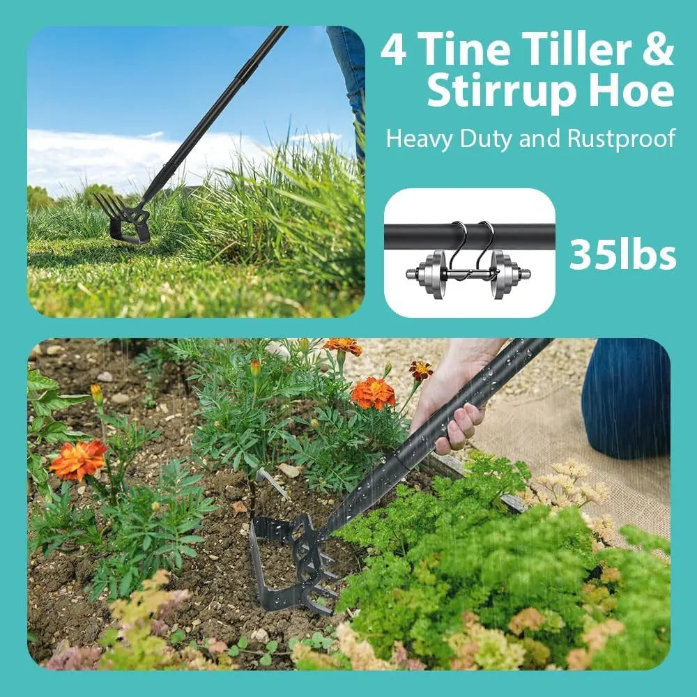 Adjustable Garden Hoe With Rake Tiller For Superior ErgonomicallyDesigned Cultivation