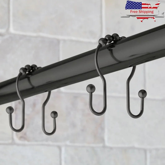 Stainless Steel Shower Curtain Hooks With Easy Glide Rollerballs