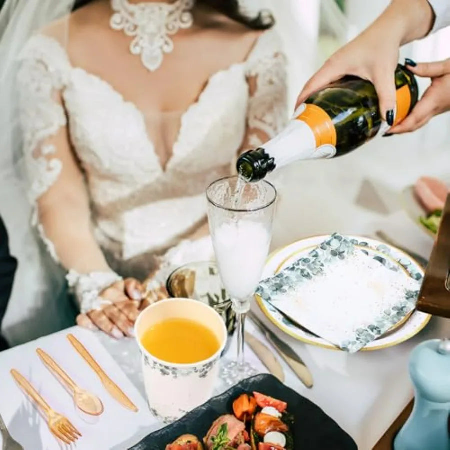 Disposable Party Tableware Set For 50 Guests With Plates And Napkins All In One Coverage Leak Resistant PVC