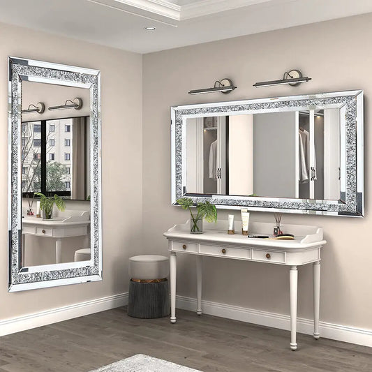 LUVODI Crystal Rhinestone Vanity Mirror Wall Mounted Dressing Mirror
