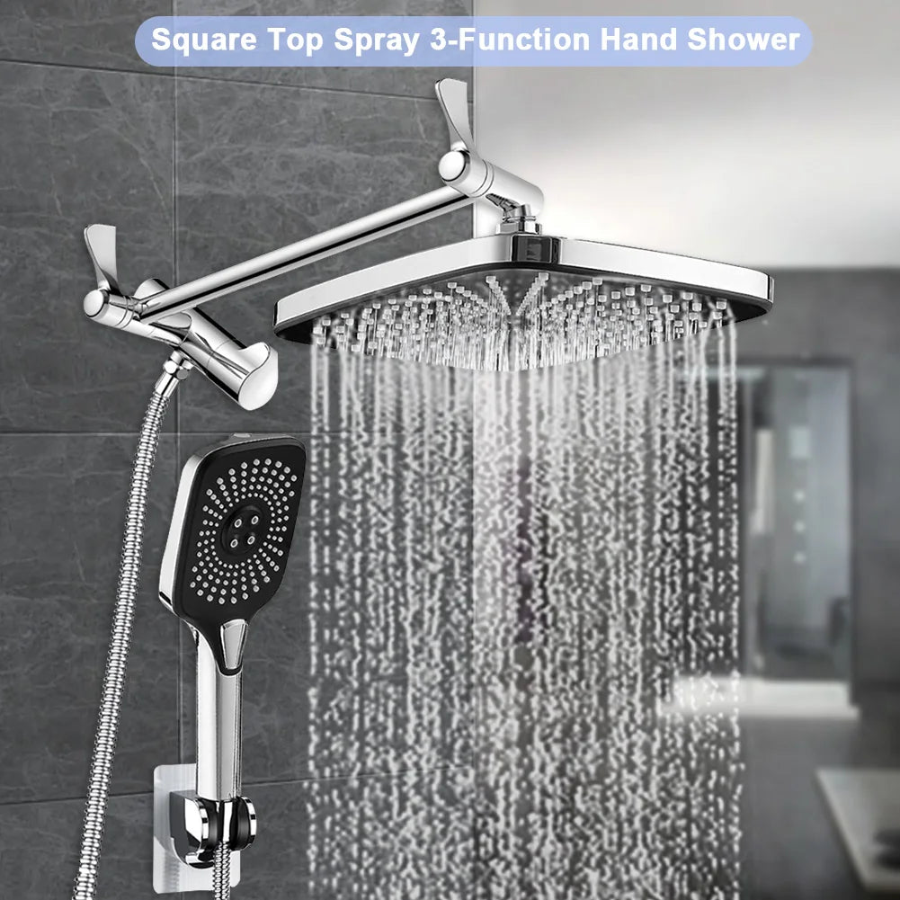 APWIKOGER Shower Faucet Set With Rain Shower Heads Handheld Top Spray 3 In 1 Adjustable Height Angle