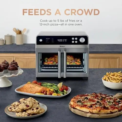 XMSJ Premium Three In One French Door Air Fryer Convection Oven With Large 5Quart Basket And 10 Functions