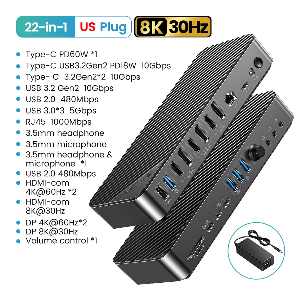 Orico 19 In 1 USB C Docking Station With 4K HDMI VGA Audio RJ45 PD Power Adapter