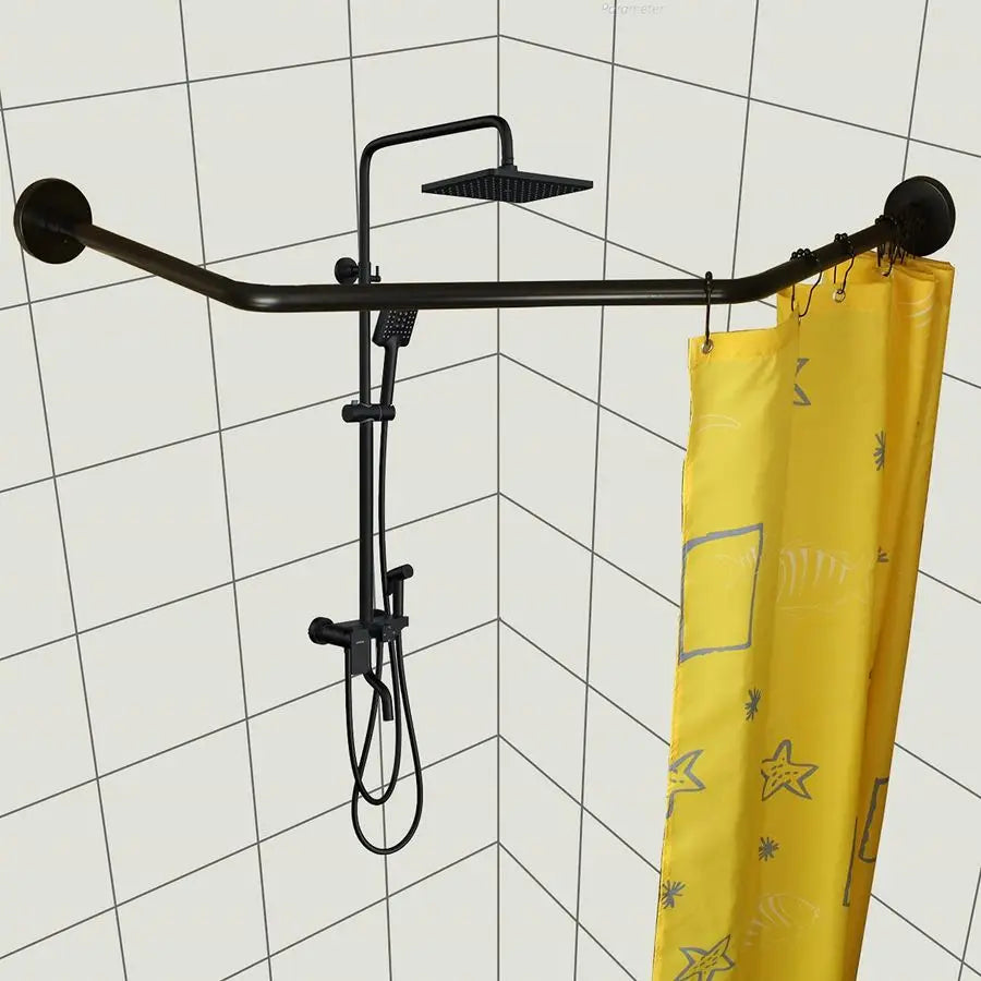 304 Stainless Adjustable L Shaped Shower Curtain Rod Rack