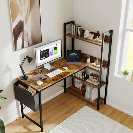 JHK L Shaped Desk With Storage And Adjustable Feet Office