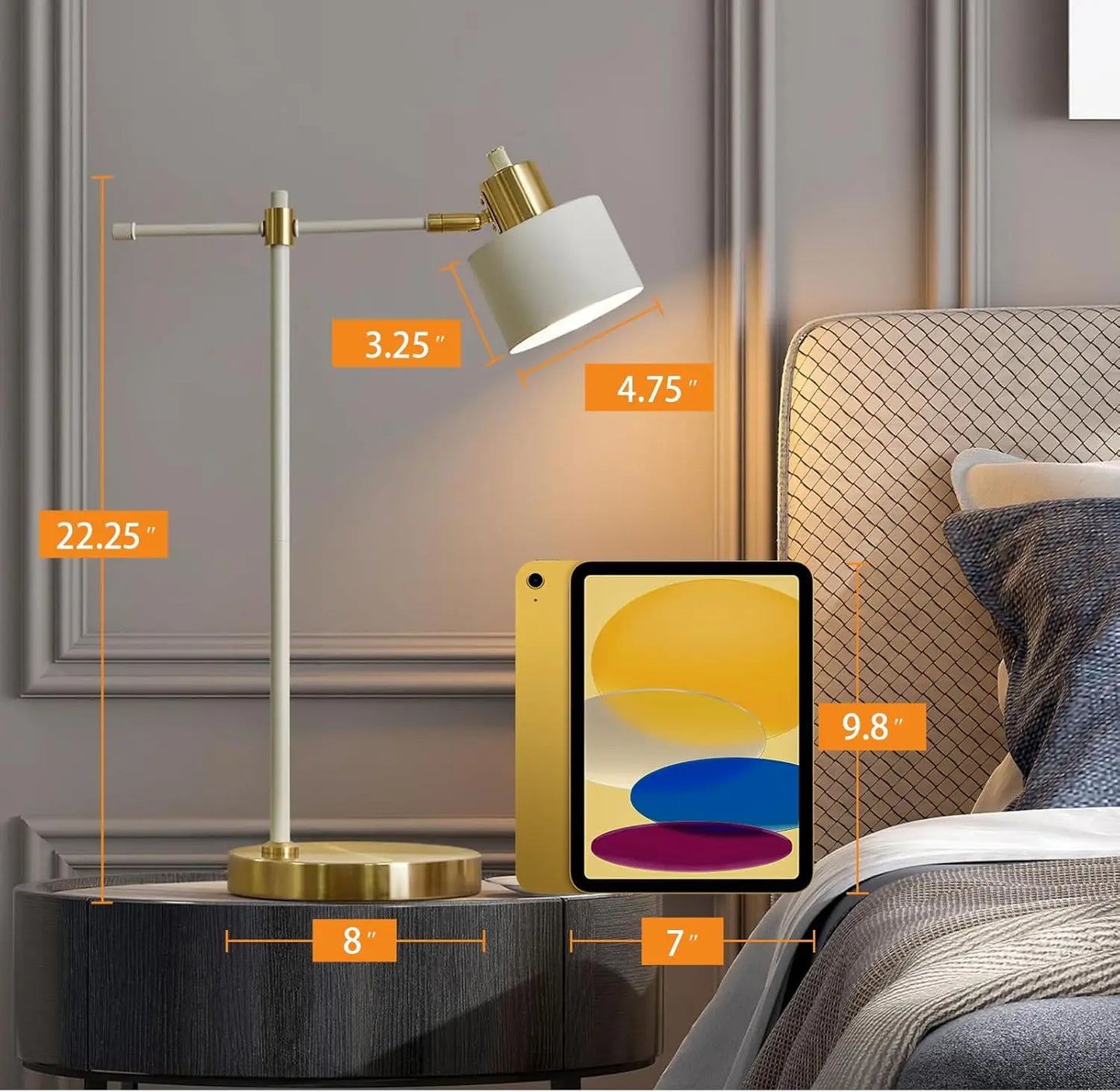 Industrial LED Desk Lamp With Adjustable Arm Bulbs Included Rotates 270 Degrees Tilts 45 Degrees