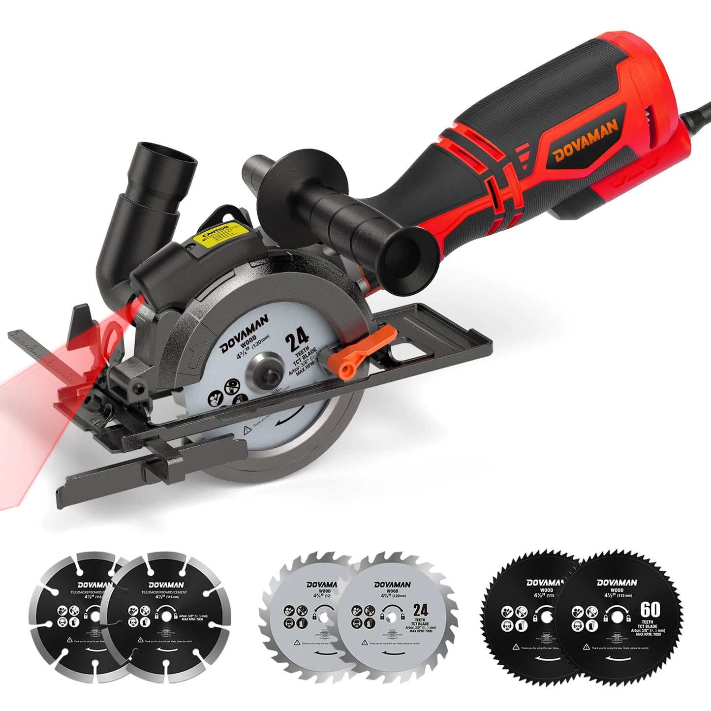 DOVAMAN 5.8A Circular Saw With Laser Guide And Six Blades