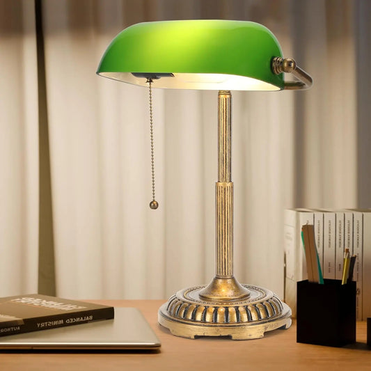 Vintage Style Desk Lamp With Pull Chain Switch For Home Office And Library Space