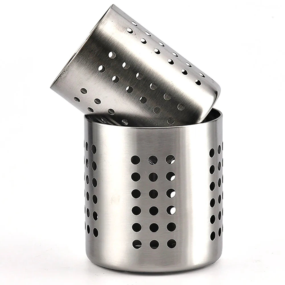 Stainless Steel Countertop Utensil Organizer Cutlery Holder With Drain Holes