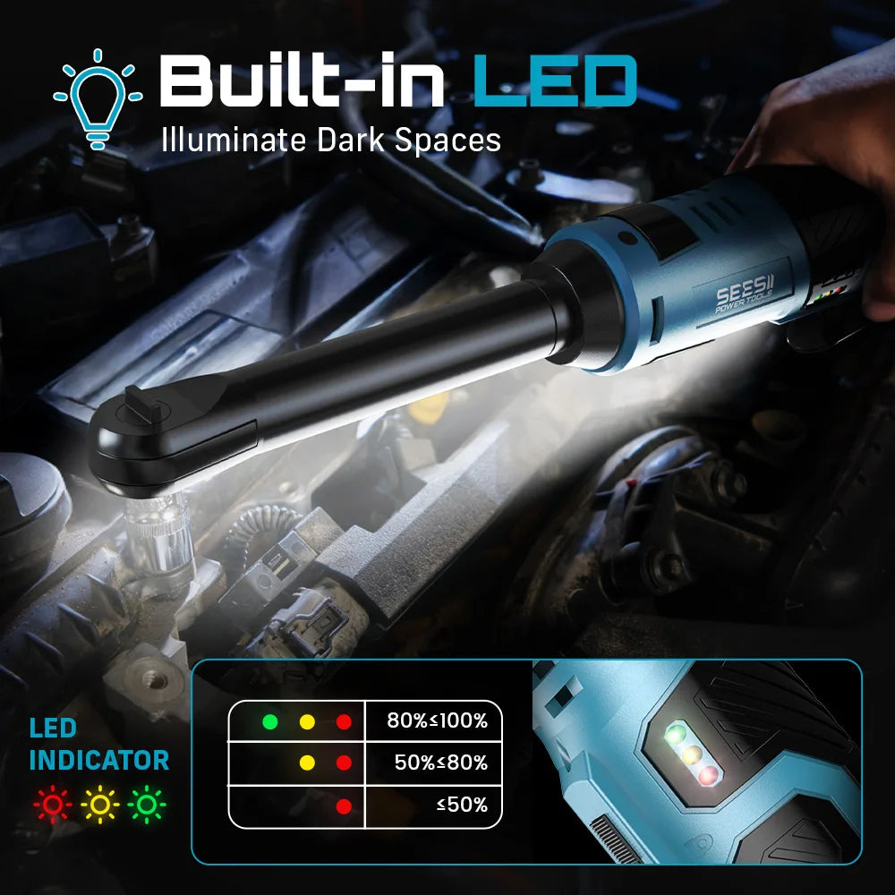 Seesii Cordless Ratchet Wrench 55Nm 12V Rechargeable