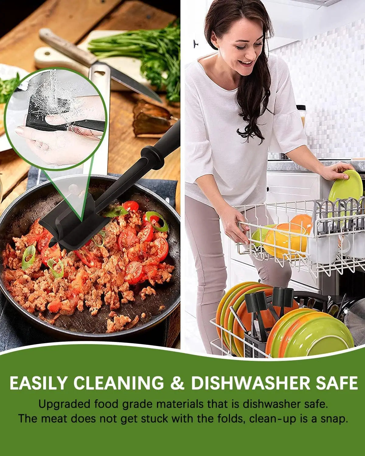 Upgrade Meat Chopper With Heat Resistant Nylon Blades Hamburger Smasher