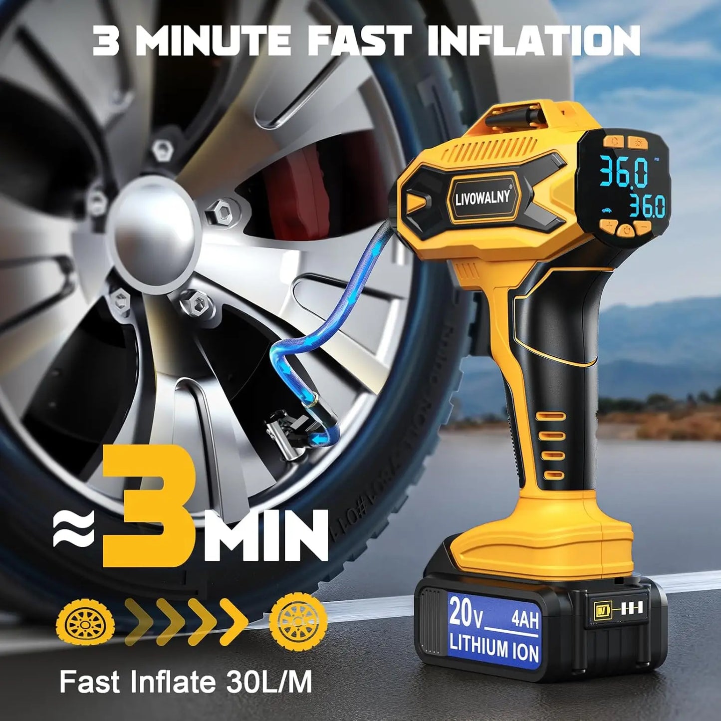 DEWALT 20V Max Cordless Tire Inflator With LCD Display Portable Pump Up To 160 PSI