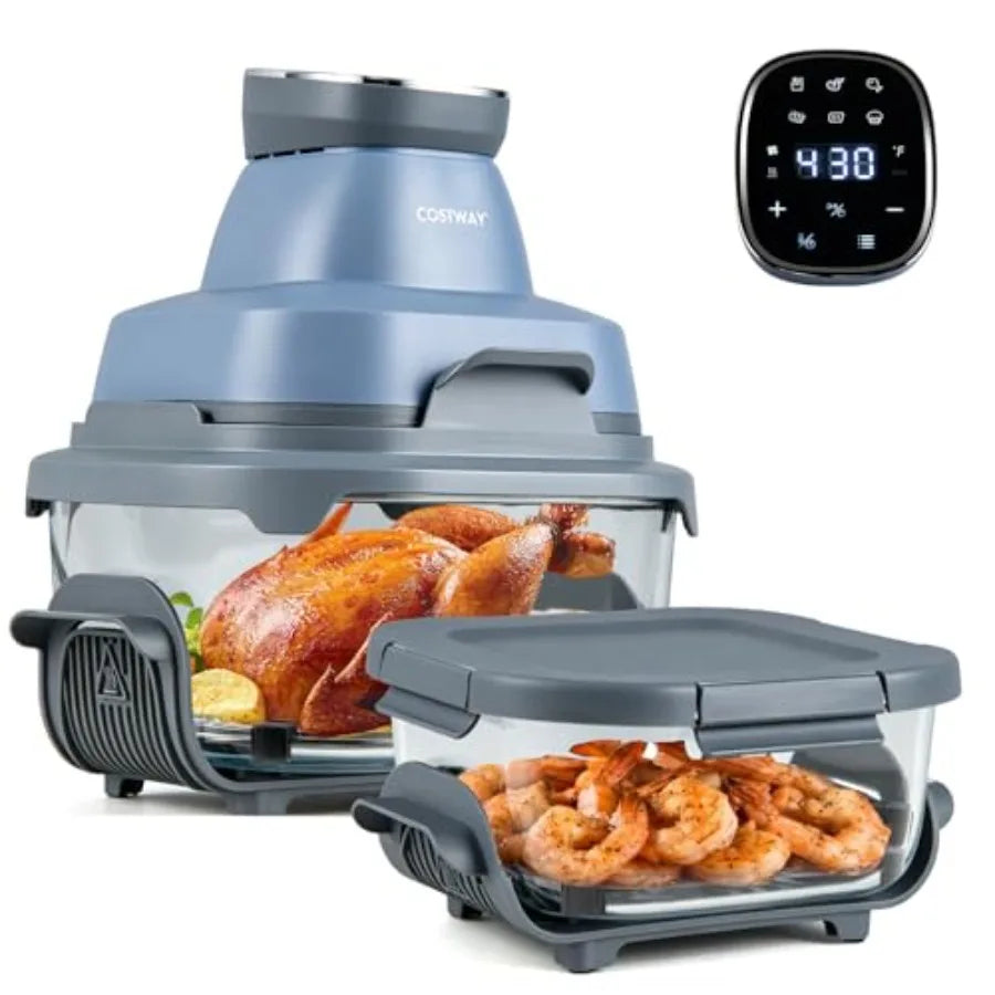 6 In 1 Portable Glass Air Fryer For Kitchen Use With Borosilicate Glass Construction And Multiple Cooking Modes