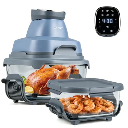 6 In 1 Portable Glass Air Fryer For Kitchen Use With Borosilicate Glass Construction And Multiple Cooking Modes