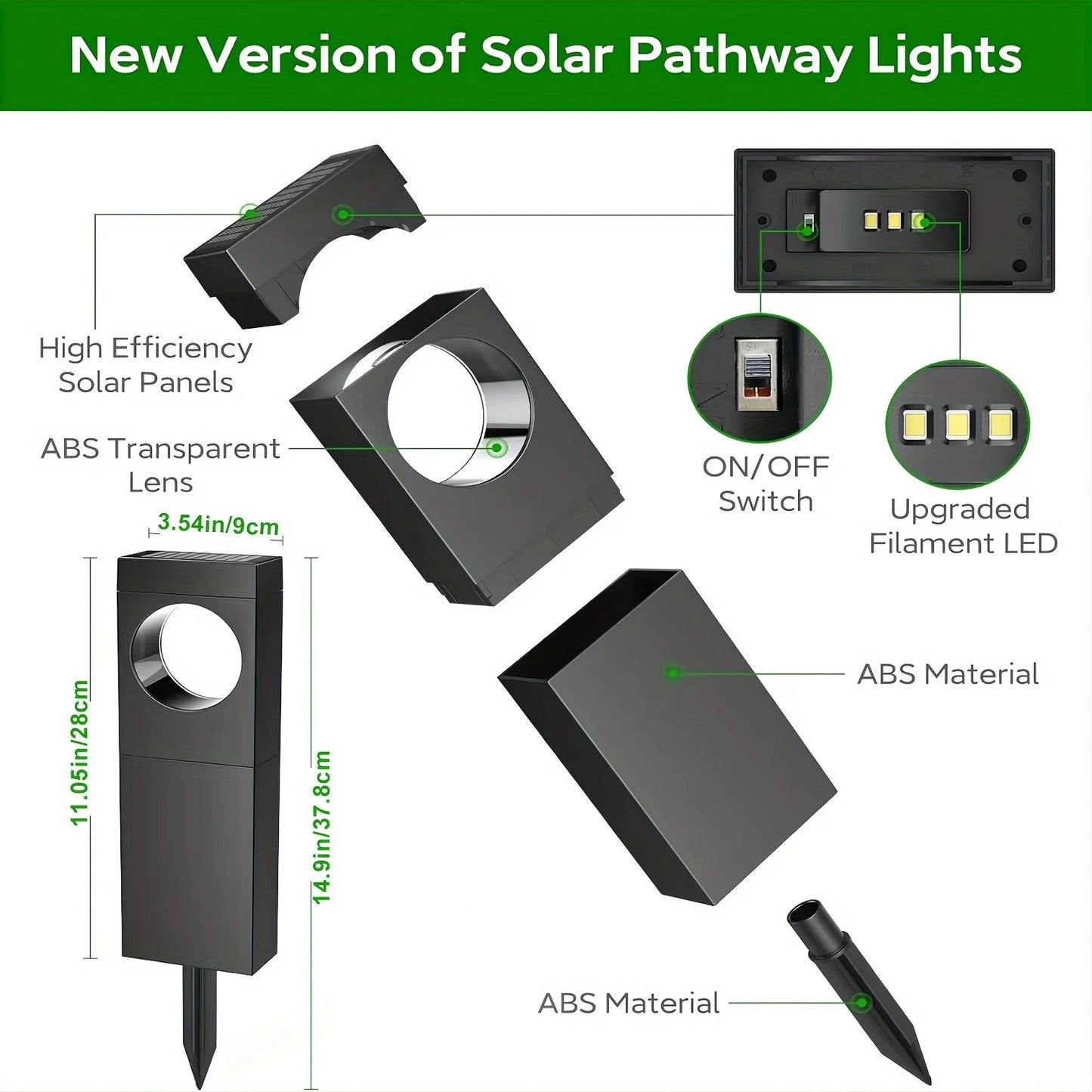KPSTEK Solar LED Pathway Lights 4 Pack Auto On Off for Dusk to Dawn Outdoor Lighting