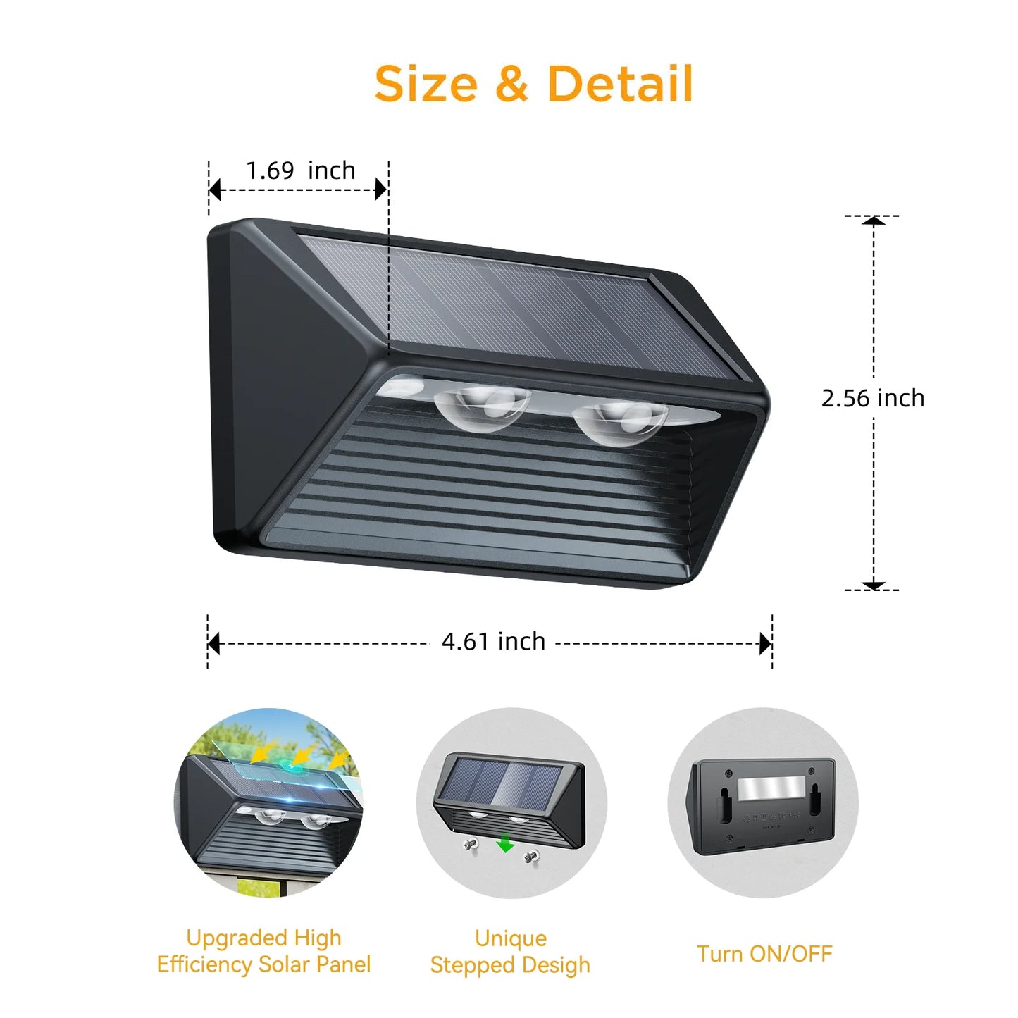 KPSTEK Solar Fence Step Lights Self Powered Weatherproof EnergyEfficient KitProPlus