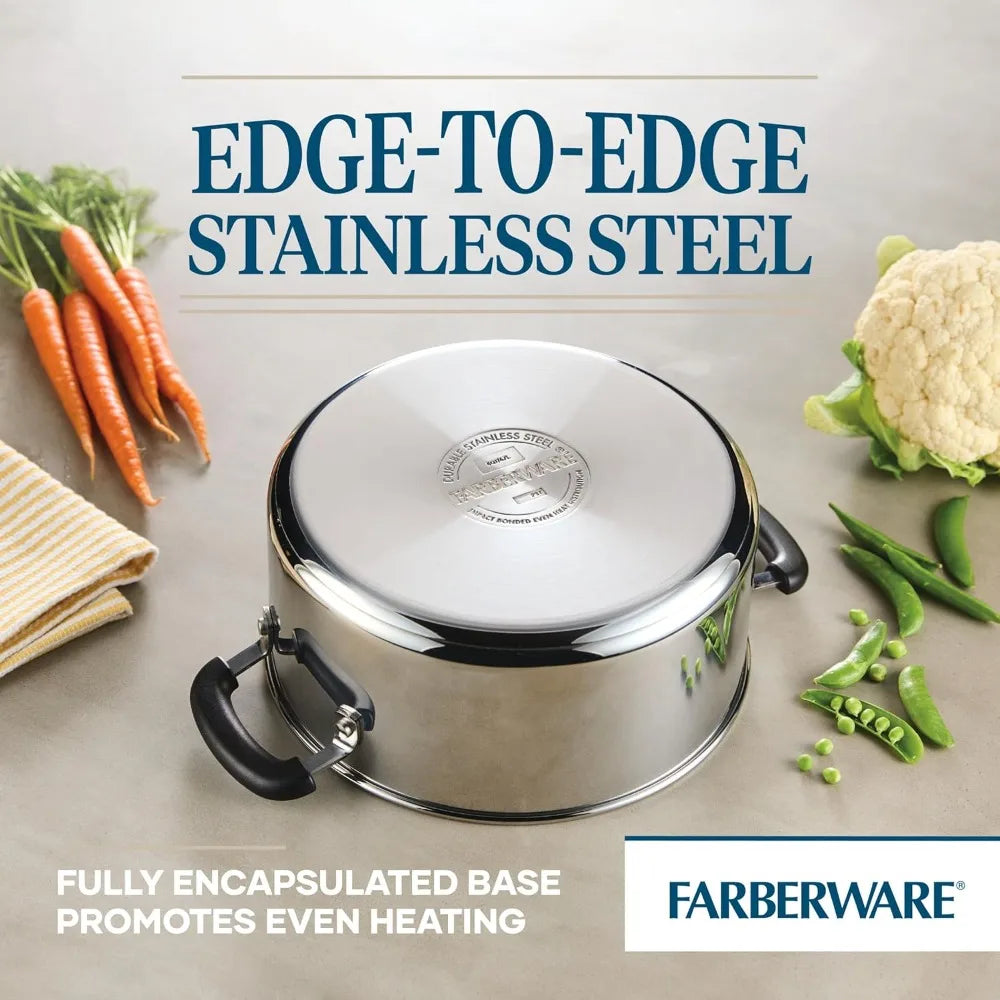 Premium Stainless Steel ProfessionalGrade Dutch CookingOven With Glass Lid InductionCompatible