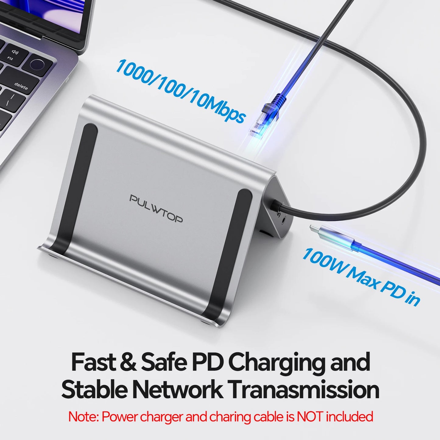 PULWTOP USB C Docking Station 11 In 1 With Dual 4K HDMI 60Hz Outputs 2 USB C 10Gbps Ports And Power Delivery