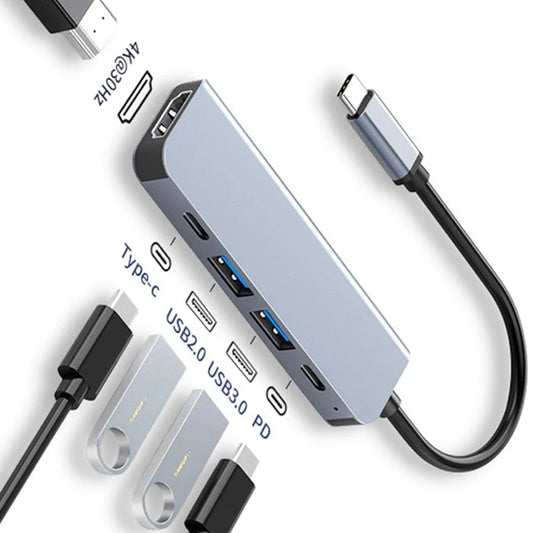 USB-C Six-Port Hub With 4K HDMI Dock, SD/TF Card Reader, USB-A Expansion And 87W PD