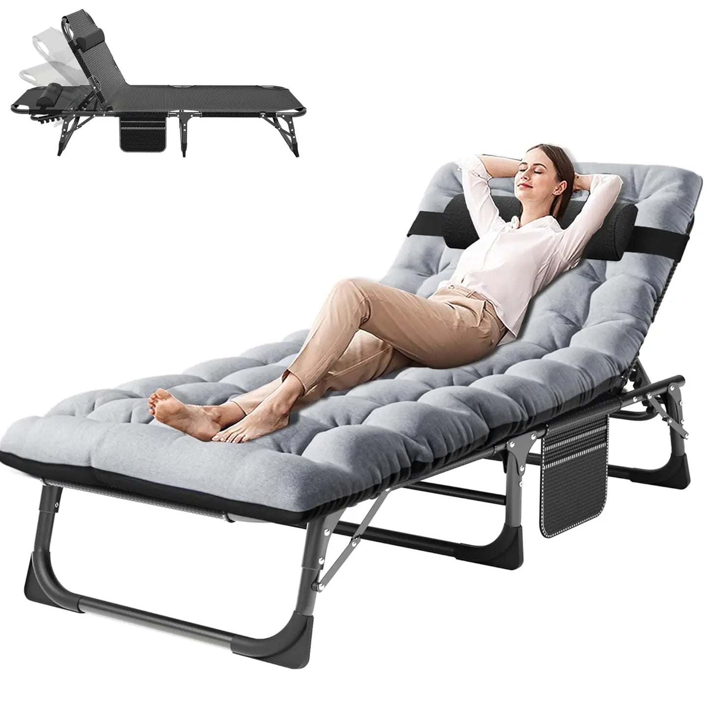 4-In-1 Outdoor Lounge Chair With Face Holes For Tanning Heavy-Duty Recliner Weather-Resistant For Poolside And RV
