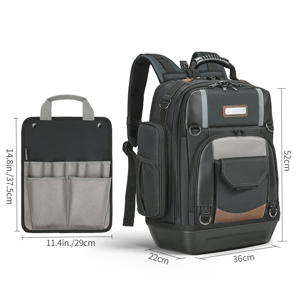 WINHUNT Tool Bag Backpack Heavy Duty Organizer For Electricians With Quick Access Pockets And Hands Free Portability