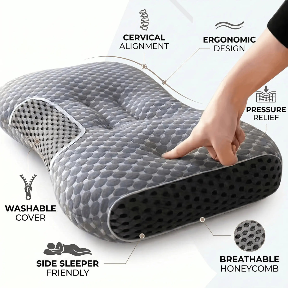 Ergonomic Neck Massage Pillow for Comfortable Sleep and Shoulder Support