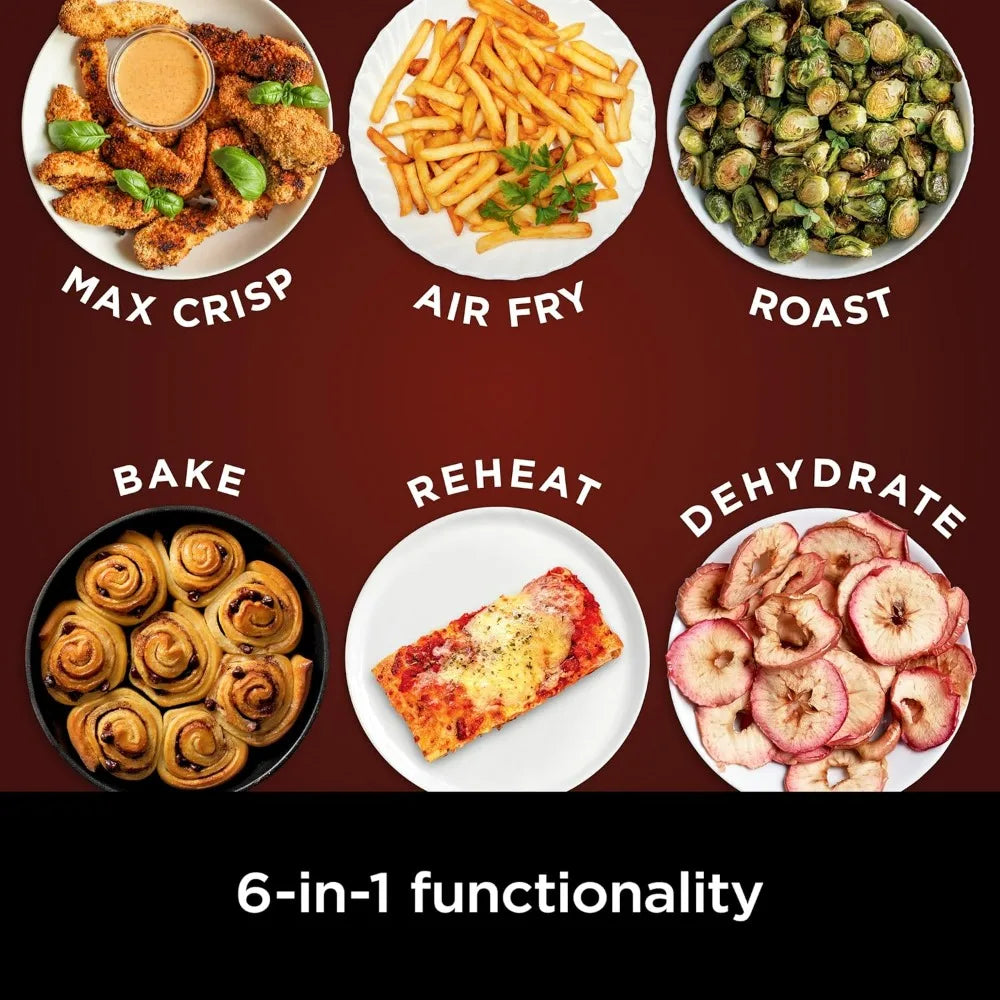 6 In 1 Air Fryer Pro XL Max Crisp Reheat Dehydrate 6.5 Quart Capacity With Space Saving Design