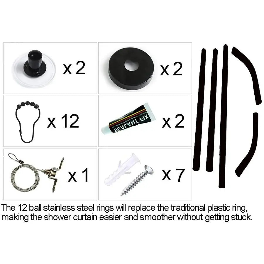 304 Stainless Adjustable L Shaped Shower Curtain Rod Rack
