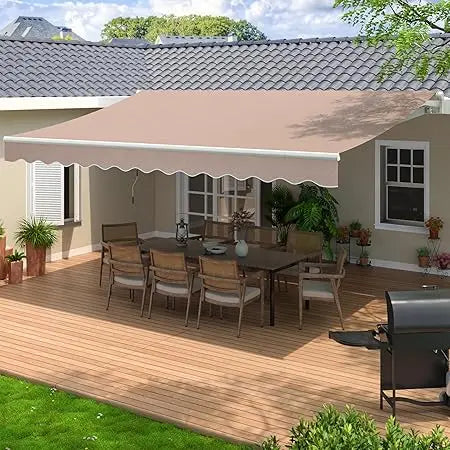 Patio Retractable Awning Sun Shade Shelter With Powder Coated Aluminum Frame Weather Ready