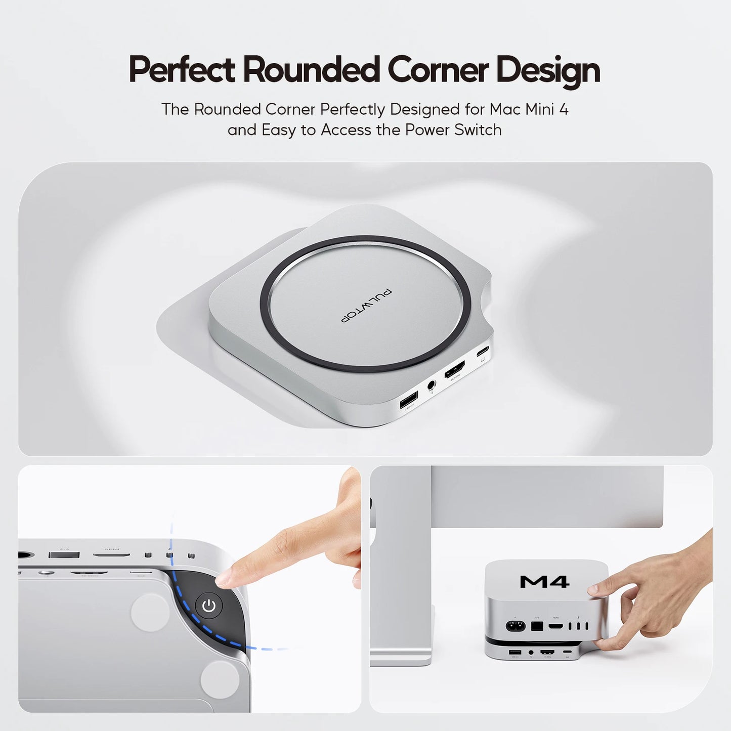 Pulwtop Mac Mini M4 Docking Station USB C Hub 4K 60Hz HDMI NVMe Enclosure Nine In One