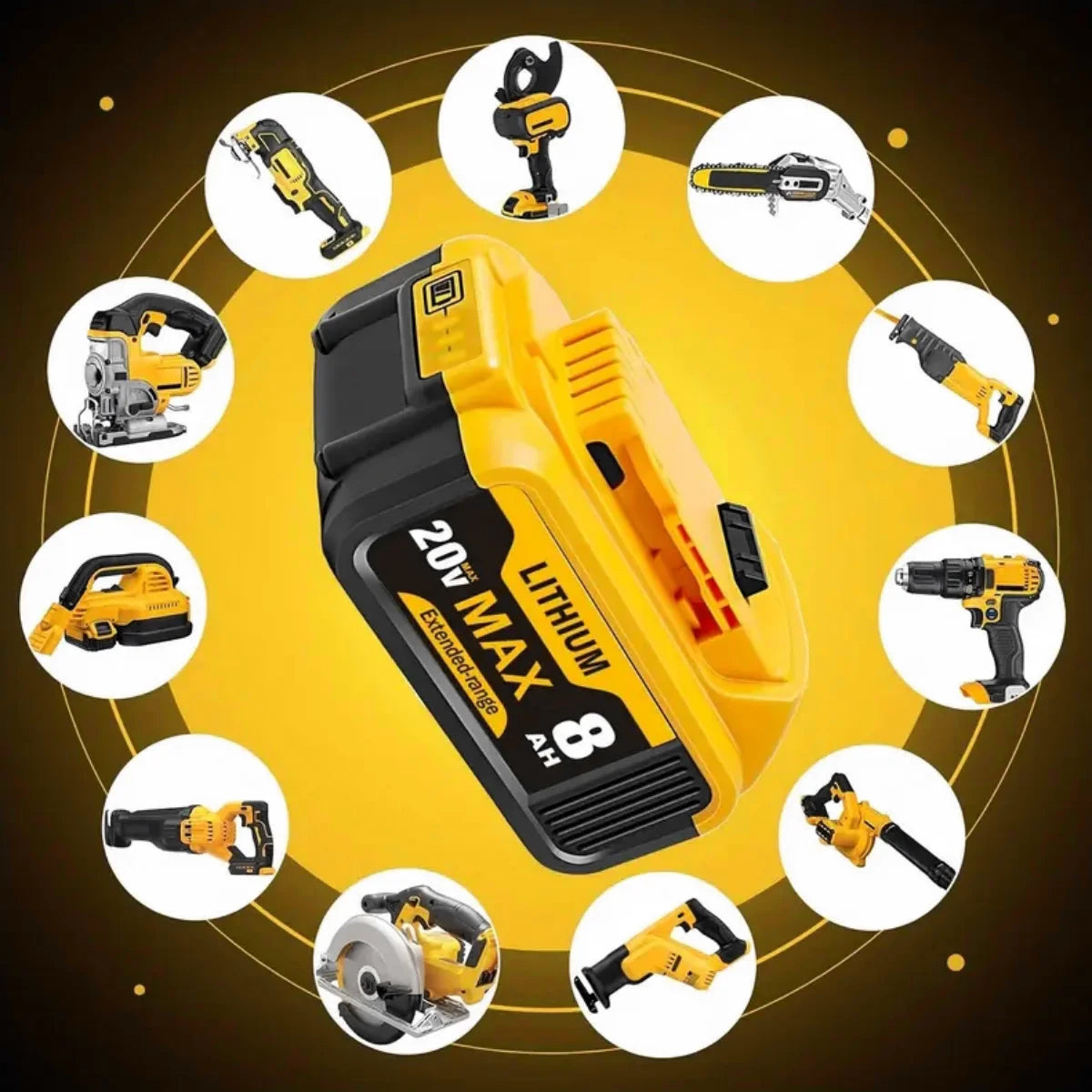 Blawhi 20V 8000mAh Li Ion Replacement Battery For Dewalt Tools Compatible With Cordless Equipment