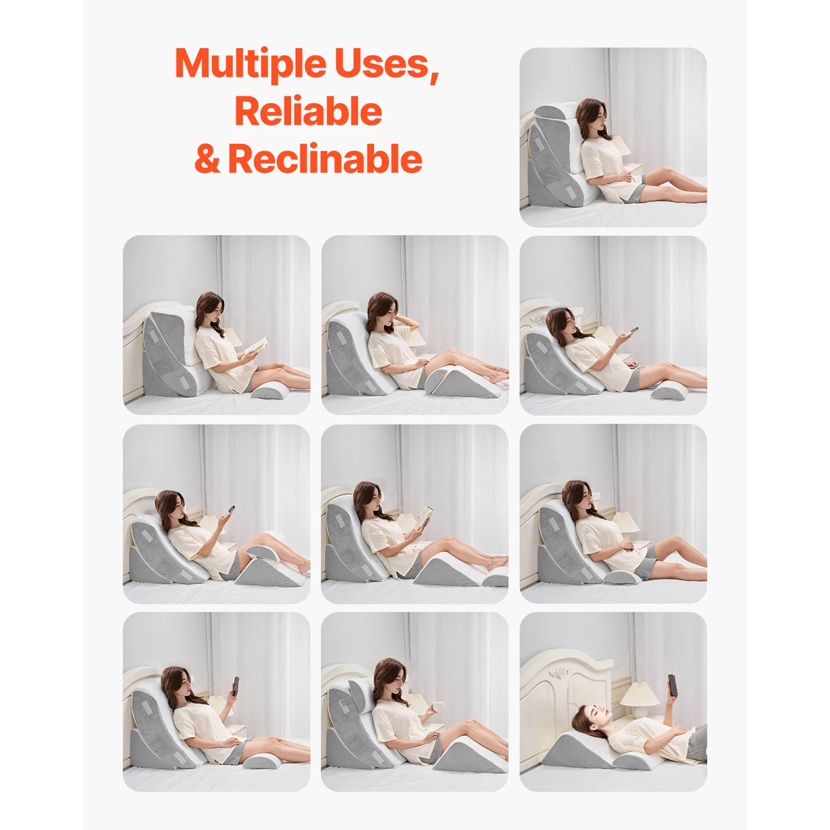 SucceBuy Gel Memory Foam Wedge Pillow Set for Sleep and Post Surgery Support