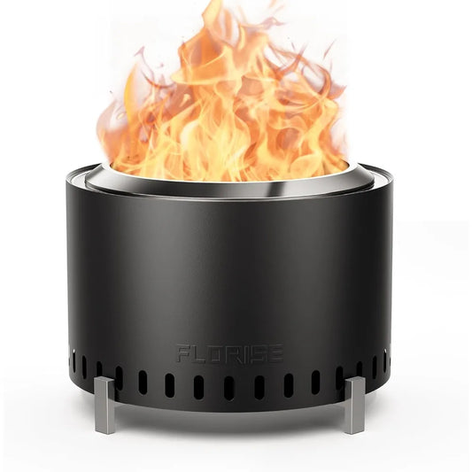 Inch Smokeless Fire Pit, Outdoor Portable Firepit with Waterproof Cover & Poker, Stainless Steel Wood Burning Fireplace for Outd