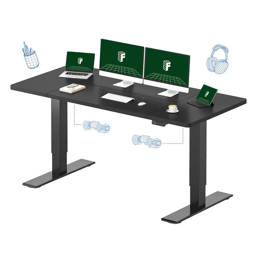 71x32 Inch Large Dual Motor Electric Standing Desk, Black - Computer Desk with Memory Controller, Home Office Desk, Customized