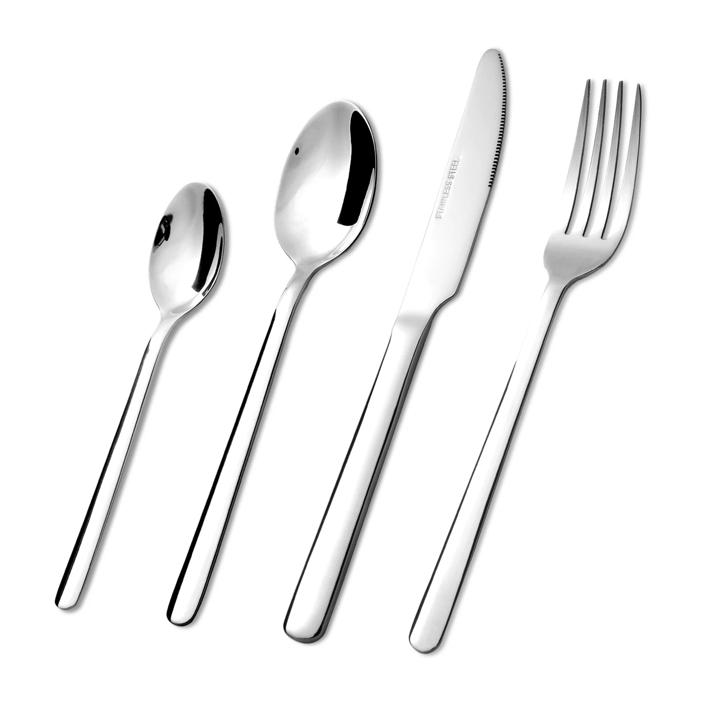 HANSMART 24PCS Stainless Steel Flatware Set for 6 with Includes Knives Forks Spoons for Home or Hotel Mirror finish processing