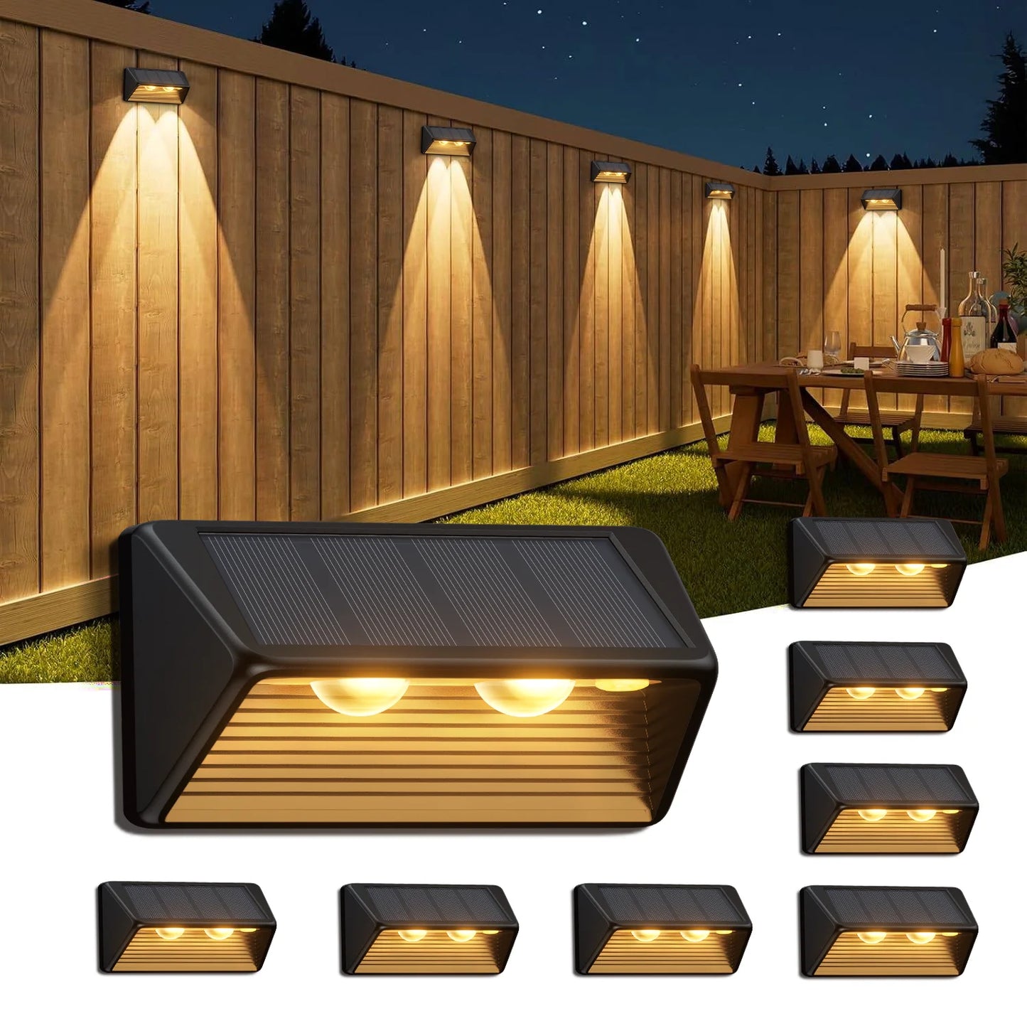 KPSTEK Solar Fence Step Lights Self Powered Weatherproof EnergyEfficient KitProPlus
