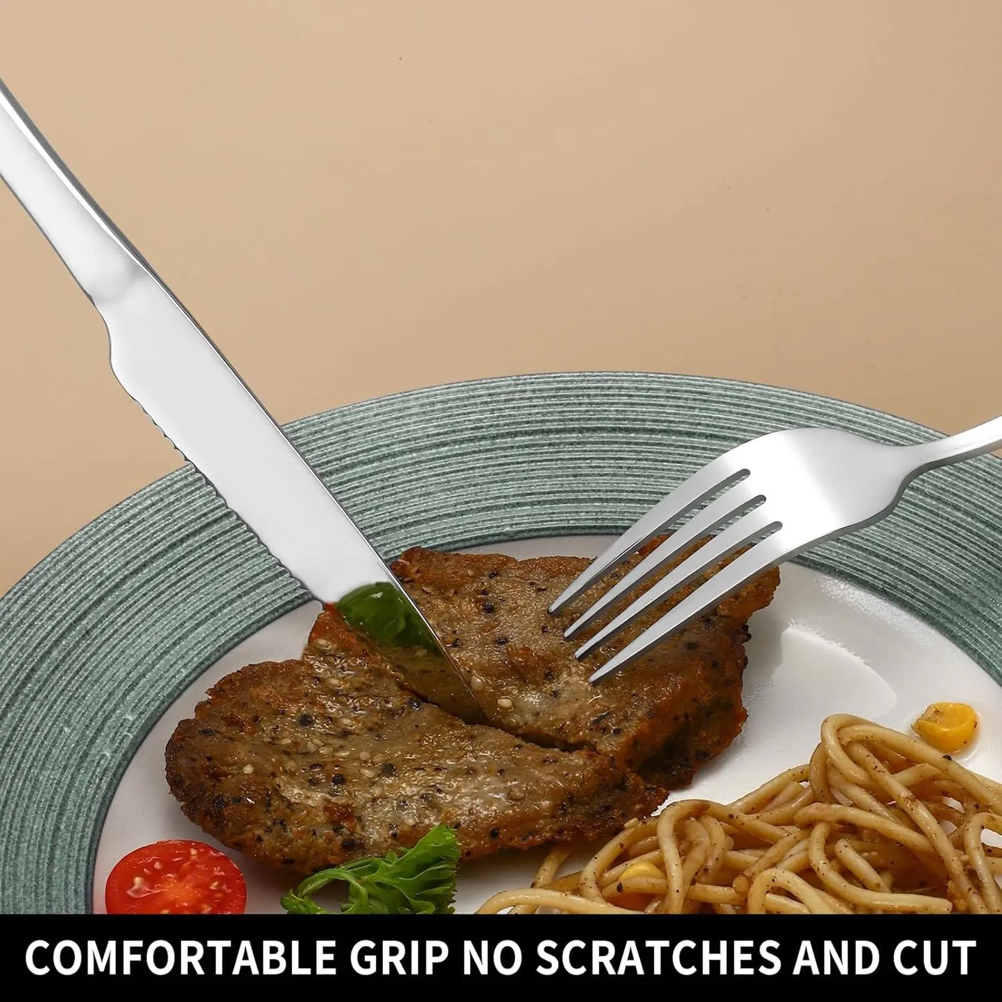Stainless Steel Flatware Set For 12 With Mirror Polished Finish And Dishwasher Safe