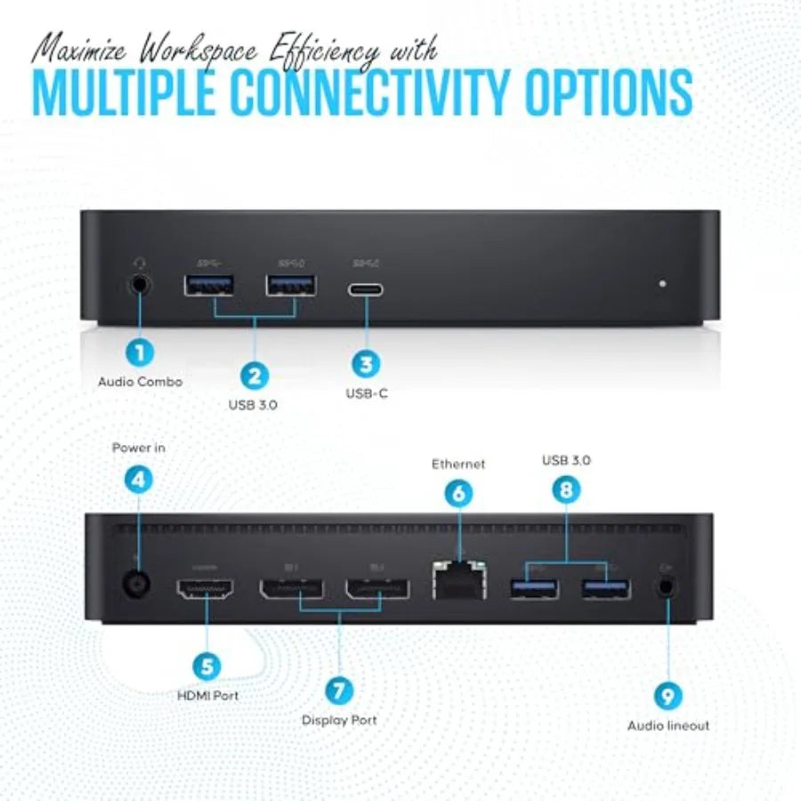 D6000 Docking Station for Dual Monitors with USB C Connectivity for Dual Display Setup and Enhanced Productivity