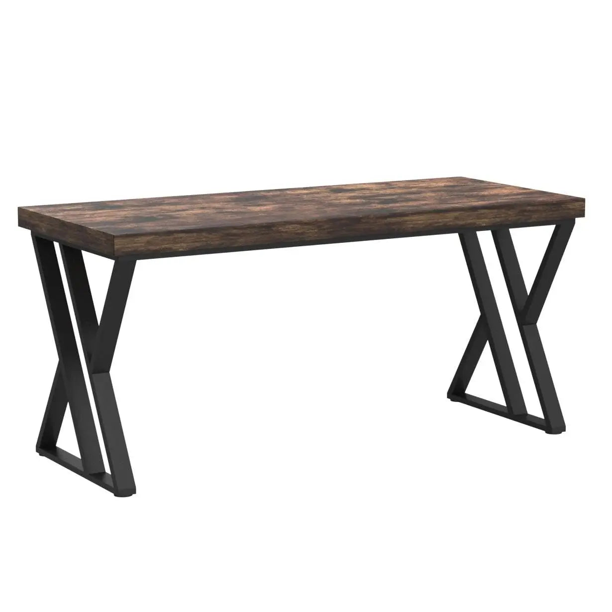 Tribesigns Writing Computer Desk With Z Shaped Metal Legs Industrial Chic Wood Grain Top 55 Inch Wide