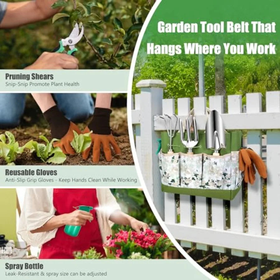 Stainless Steel Garden Tool Set Rustproof Heavy Duty Outdoor Tote